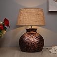 Homesake Table Lamp Antique Home Decor with Shade, Side Table Lamp, Table Lamp for Bedroom Decoration Items, Night Lamp for Bedroom Table, Balcony/Room Decoration Items Outdoor- Pot Pack of 1