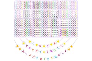 DTYDECLE 1400pcs Colorful Letter Beads Kits, A to Z Acrylic Round Spacer Alphabet Beads Heart Star Threading Bead for Bracelets Necklaces DIY Jewelry Making