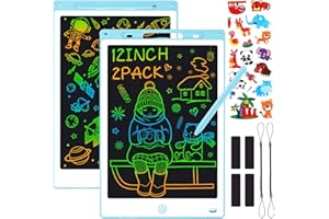 Sofore 2 Pack LCD Schreibtafel Kinder 12 Zoll LCD Buntes Maltafel Zaubertafel Kinder Schreibtablett, Schreibtafel Elektronisch Zeichenbrett Lernspielzeug 3-12Jahre Alte Mädchen Geschenke,Blau+Blau
