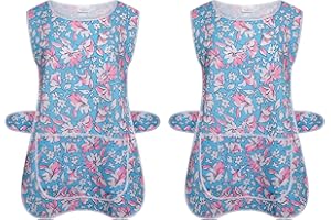 a2z workwear Pack Of 2 Ladies Womens Tabard Floral Home Work Tabards Overall Kitchen Cleaning Apron One Big Pocket