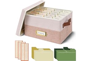 Vienrose Greeting Card Organizer Box with 20 Removable Dividers, 84 Self-Adhesive Labels, Foldable Storage Box Great for Greeting Cards, Photos, Envelopes, Stickers, Postcards Light Pink&Lotus