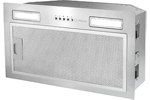 Turbionaire Luna 50 TLN50S Cappa Aspirante Encastrable 52 cm, 460 m³/h, 3 Velocità, LED, 59Db, Filtro antigrasso a 5 strati, Valvola di non ritorno inclusa, Acciaio Inox