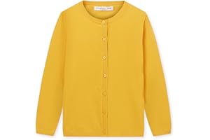 CUNYI Pull pour Fille Gilet à Boutons Cardigan Léger Uniforme Scolaire Manteau Casual Mignon