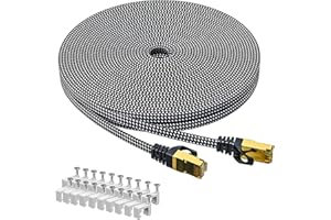 ARISKEEN Kabel Ethernet Cat 8 o długości 20 m, Cat 8, pleciony płaski szybki Gigabit Rj45 STP, ekranowany kabel sieciowy LAN, kabel krosowy do modemu Xbox PS4/PS3, routera, komputera, TV, PC