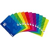 Oxford Plastic Cover Notebooks, Pack of 10 Units, A4, 48 Sheets, 1 Horizontal Line.
