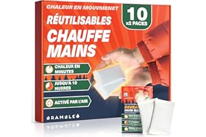 BRAMBLE 20 Chauffe-Mains Réutilisables (10 Paires, 8 Heures de Chaleur Pendant 10 Jours) - Chaufferettes Main Hand Warmer