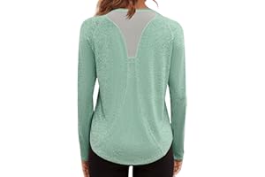 Gyabnw Women Activewear Gym Tops Ladies Workout Shirt Long Sleeve Running Clothes Yoga Sports Tshirt