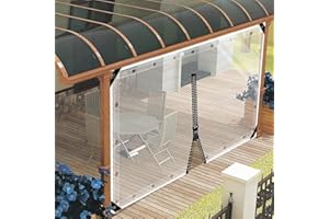 SDLLG Bâche de tonnelle Transparente - avec œillets - en PVC - Coupe-Vent - 0,5 mm - Imperméable - Rideau de séparation pour extérieur, Garage, terrasse, Jardin, Balcon - 2 x 3,6 m (H x L) - avec 1