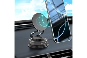 Ambienden Soporte Móvil Coche, Ajuste con una Sola Mano, Rotación 360°, [20 Imanes N52 - Fuerte Potencia Magnética] Universal Soporte Magnético Móvil Coche, Compatible con iPhone, Android, Black