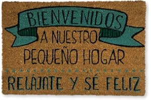 koko doormats Felpudo para Entrada de Casa "Bienvenido a nuestro pequeño hogar" Original y Divertido/Fibra Natural de Coco con Base de PVC, 40x60 cm (Bienvenidos Green)