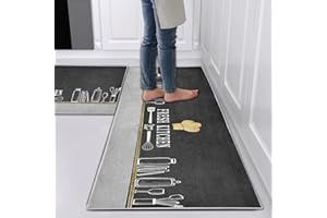 Hoimlm Kitchen Rug Set 2 Piece Non Slip and Anti Fatigue Kitchen Mat, Washable Mats and Rugs for kitchen,Hallway Runner Set, Dining Room, Entryway and Home Decoration Office