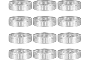 Happysnow Pack de 12 anillos para tartas de acero inoxidable, anillo perforado de mousse de 8 cm, molde de anillo para tartas, herramientas redondas para hornear pasteles
