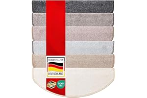 Casa PuraStair Mats Indoor 1 pcs Self-Adhesive and Non-Slip Cuddly Soft Pile Carpet for Stairs Linked Semicircular Beige 65 x 23.5 x 1.3 cm (Sundae)