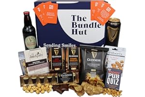 Guinness Gift Set Hamper Box for Men from The Bundle Hut: Guinness Stout Beer, Chocolate, Crisps, Popcorn and Pub Quiz Game -Present for Fathers Day, Birthday, Gift for Him (Blue Box)