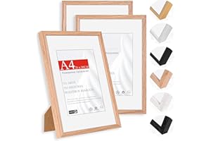 HIMEETIME® 3x Marco para Fotos A4 21x29.7cm Madera de Roble | Passepartout 15x20cm | Marco para Certificados y Diplomas de 21x30 cm | Montaje en Pared o Sobremesa