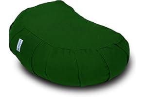 Yogan Crescent Yoga Cushion/Meditation Cushion | Natural Buckwheat Hulls Filling | Outer Cover (Could be Removed and Washed) - Made of 100% Organic Cotton