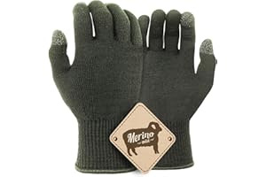 Migliore Wear Merino Wool Gloves Liner, TOUCHSCREEN Knit Gloves, Full Finger Ski Glove Liner for Cold Weather, Elastic Winter Gloves for Cycling, Running, Hiking, Driving, Gym