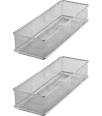 Tandefio 3 Pcs Desk Drawer Organizer Bulk Metal Mesh Trays A4 Large - View #8