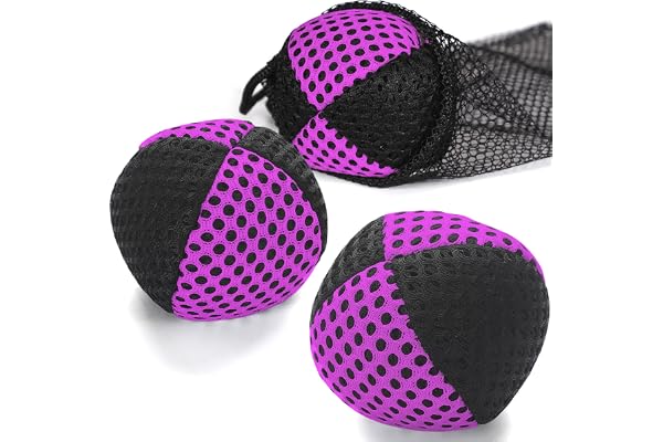 oazoxcx Lot de 3 boules de jonglerie pour débutants et professionnels, 2 couches de filet et sac de transport, 62 mm, pour enfants, violet/noir