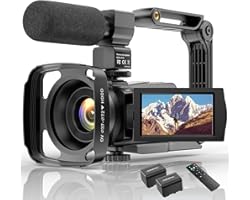 4K Camcorder HD Digital Video Camera for Youtube WiFi Vlogging Camera, IR Night 48MP 16X Digital Zoom 3.0 Inch 270° Rotatable