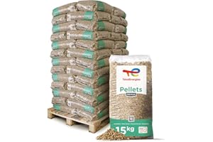 TotalEnergies Holzpellets Premium Heizpellets Nadelholz Wood Pellet Öko Energie Heizung Kessel Sackware 6mm 15kg x 65 Sack 975kg / 1 Palette TotalEnergies