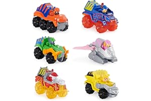 PAW Patrol True Metal Dino Rescue 6-częściowy zestaw upominkowy - 6 metalowych pojazdów formowanych wtryskowo w skali 1:55, kompatybilne z wszystkimi zestawami do zabawy True Metal, od 3 lat