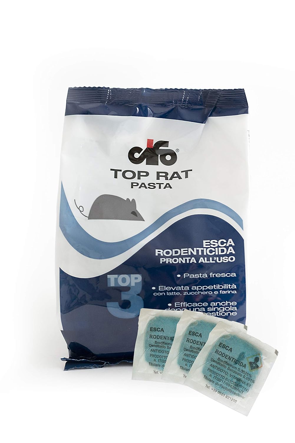 Cifo Topicida Sea Top Rat in Pasta Fresca, Veleno per Topi Professionale e Potente, Anti Topo Veleno per Ratti, 10 Esche da 15 Grammi [150 Grammi]