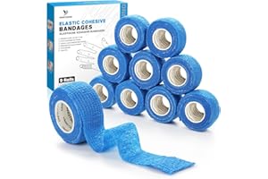 ‎YANGTSUNG YANGTSUNG Selbstklebender Verband, 9 Rollen 2,5 cm x 4,5 m Pflaster Rolle Verbandsmaterial, Elastische Binde Bandage Fixierbinde Haftbandage Selbstklebend für Sport, Pet Vet Wrap für Pferd Dog(Blau)
