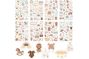 Goiern 212 Adesivi per Album Fotografici e Scrapbooking - 8 Fogli DIN A4, per Bambini, Fai Da Te (Marrone)