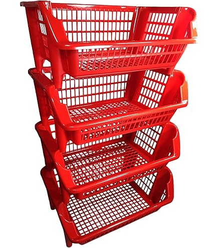 VIRSUS Scaffale 3 Ripiani Impilabile - 36x29x63 Cm, Grigio Chiaro, Per Frutta E Verdura, Senza BPA