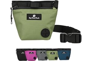 FLYING TAIL Dog Training Pouch with Magnetic Snap Closure, Waist Pack for Outdoor Pet Training, With Trash Bag Holder (Green)