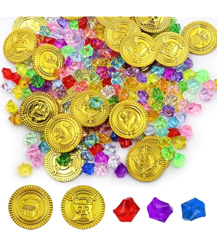 Hanaive 319 Pièces : Trésor De Pirate, Pièces D'or, Pierres Précieuses Et Bijoux En Plastique