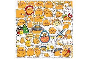 KOWASO Lot de 50 autocollants Gudetama pour ordinateur portable, pare-chocs, planche à roulettes, bouteilles d'eau, ordinateur, téléphone, dessins animés pour enfants, adolescents, adultes.