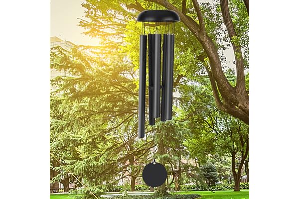 Carillons a Vent Exterieur, Victop 80cm Memorial Carillon a Vent Grand Ton Profond, 5 Tubes en Aluminium Creux Pleasant Melody Retro Decor pour Jardin, intérieur, Cour, décoration de la Maison