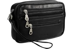 BRANCO - PRÄSENTIERT VON ZMOKA Branco Leder - sportlich - legere Leder HerrenHandgelenktasche, Herrentasche,Handtasche, Ledertasche, Einzelkammer verfügbar - präsentiert von ZMOKA® (Schwarz)