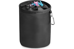 GOEDEKE Large Peg Bag With Closing Cord - Oxford 600D Waterproof Weather Resistant Clothes Organizer for Rotary Dryer, Indoor Outdoor Laundry Storage (28 x 20 cm)