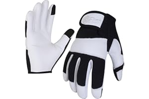 Escort Tools Heavy Duty Leather Gardening Work Gloves, Thorn Proof, Touch Screen, Utility Safety Working Gloves Breathable, Tear Resistant, High Dexterity Mechanic Gloves Unisex (Black, L)