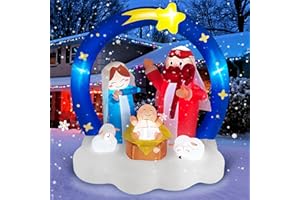Danxilu Nadmuchiwana szopka bożonarodzeniowa, 1,83 m, dekoracja zewnętrzna, jasne światła LED, scena narodzin Jezusa, z gwiazdą Betlejemską do nadmuchiwania, na podwórko, do ogrodu, na trawnik,