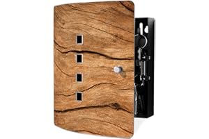 ‎BANJADO banjado Design Schlüsselkasten aus Edelstahl für 10 Schlüssel/Schlüsselschrank zur Schlüssel Aufbewahrung 24 x 21,5 x 7cm groß mit praktischem Magnetverschluss/Motiv Trockenes Holz