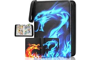 ENAIAH Album na karty kolekcjonerskie, 50 stron, 400 wyjmowanych kieszeni na karty, przenośny, wodoszczelny uchwyt na karty PU, książka kolekcjonerska, prezent dla dzieci (C4)