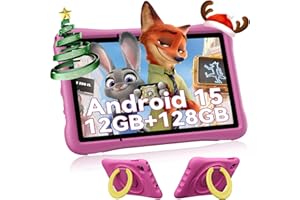 OSCAL Tablette Enfants 10 Pouces,Android 15,Contrôle Parental, 12Go RAM+128Go ROM/512Go TF, WiFi 6, Octa-Core,Tablette Éducative,Protection Yeux HD,5100mAh,pour Enfants 3 à 12 Ans,EVA étui Enfant,Rose