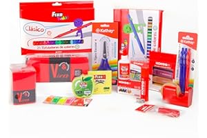 Grafoplas - Pack Estuche Silicona con Material Escolar Incluido, Primaria, Lapicero a Juego, Boligrafos, Lapices de Colores, Pegamento, Sacapuntas, Corrector, Tijeras, Cole