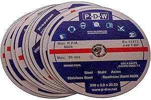 S&S-SHOP Lot de 10 disques à tronçonner en acier inoxydable pour meuleuse à tronçonner ou meuleuse d'angle - Diamètre de l'arbre : 230 mm - Disques flexibles en inox