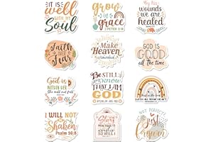 COZDAZZ Bible Verse Fridge Magnets Decorations, 12 Pcs Boho Christian Faith Inspirational Quote Scripture Magnetic Stickers for Refrigerator Locker Whiteboard Decor, Christian Gifts