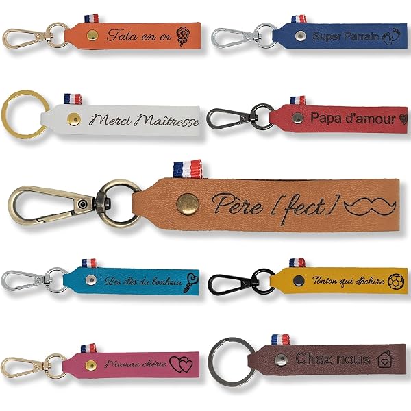 Porte-clés Gravé En Cuir PU Pour Hôtel, Gîte, Camping - Personnalisable - 8 Couleurs - Livraison Rapide