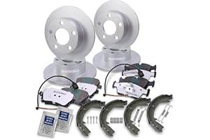 ATEC Germany Set freni incl. dischi anteriori Ø 300 mm ventilati + posteriori Ø 300 mm ventilati + pastiglie freno + ganasce freno Compatibile con BMW Serie 3 (E90), Serie 3 Touring (E91)