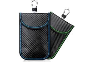 Coorattyes 2024 Faraday Bag Key Protector, 2 PACK Signal Blocking RFID Key Fob Protector Pouch, Anti-Theft Car Security Cage (Blue+Green, Small)