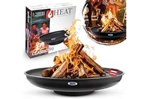 Cuenco de Fuego 90 cm Negro HEAT Outdoor Living - Brasero para el Jardin - Chimenea Exterior & Tonne - 90x90x19 cm