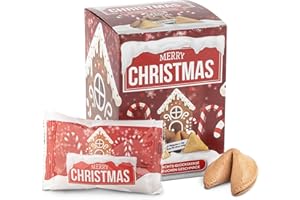 ‎FOOD CREW FOOD crew 12x Weihnachtsglückskekse mit Lebkuchen Geschmack – Glückskekse Weihnachten - Süßigkeiten Weihnachten - Gebäck Einzeln Verpackt mit deutschen Sprüchen - Vegan - Made in Germany