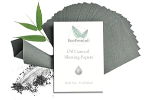 Charcoal Oil Control Blotting Papers (100 Sheets) – Max Absorbency Oil Control Paper for T-Zone & Face – Clean, Clear, Matte Skin, by EcoFeminii